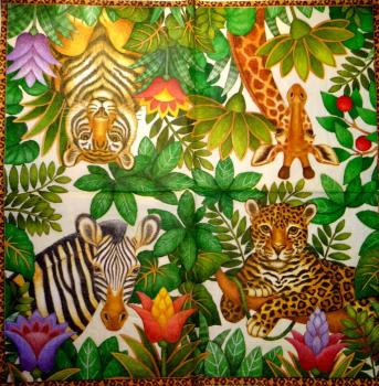 127 Animals Africa: Divers - 3-ply (cream) - CASPARI - 40x40cm
