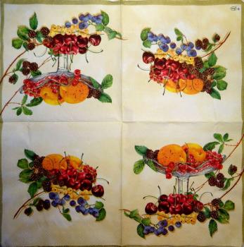 028 Kirschen, Pflaumen - 3-lagig (creme) - Ambiente