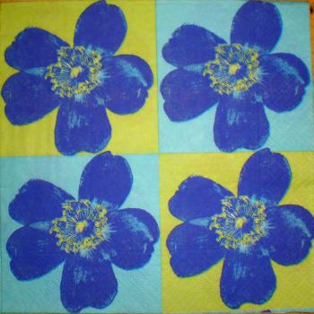 001 Anemonen, Mohn - 3-lagig (blau)