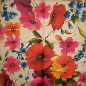006 Anemones, Poppy - 3-ply (cream)