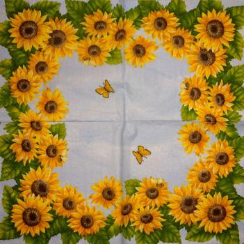 029 Sunflowers - 3-ply (blue) - Home Fashion