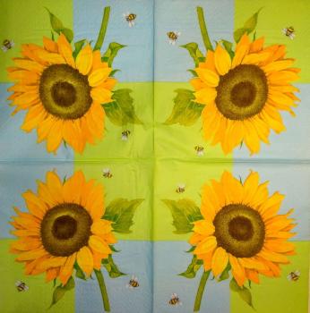116 Sonnenblumen - 3-lagig (grün,blau)