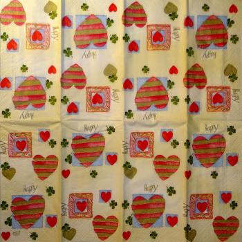 078 Heart / Hearts - 4-ply - Ihr - Handkerchief