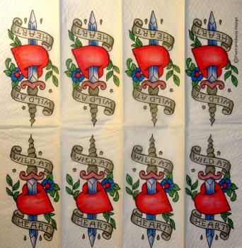 117 Heart / Hearts - 4-ply (red) - Sniff - ppd - Sandy Welch - Handkerchief