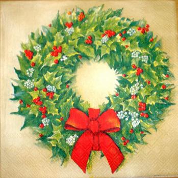 027 Weihnachten Blumen - 3-lagig (creme)