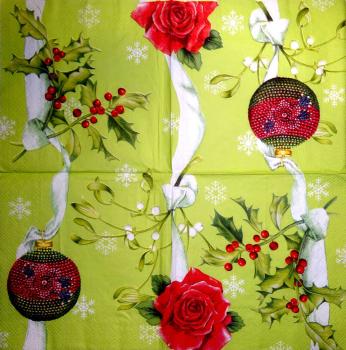 140 Weihnachten Blumen - 3-lagig (grün) - Ihr