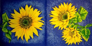 091 Sunflowers - 3-ply (blue) - Ambiente