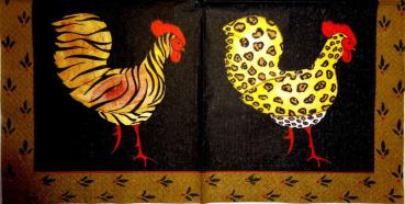 007 Rooster,  Hen - 3 ply - (black) - Caspari