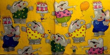 008 Elephant - 3-ply - (yellow) - Duni