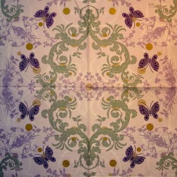 076 Schmetterlinge - 3 lagig (lila) - Home Fashion