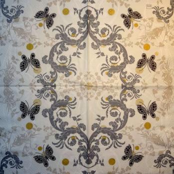 076 Schmetterlinge - 3 lagig (grau) - Home Fashion