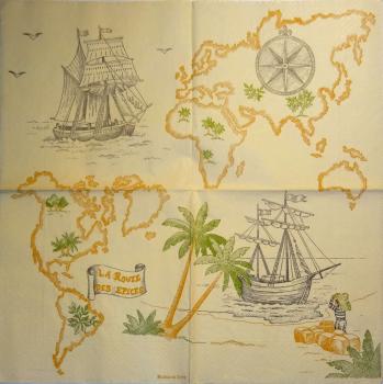 178 Maritim - 3-lagig - Weltkarte - Madame est Servie