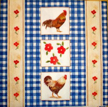 016 Hahn, Huhn - 3 lagig - (blau) - Ihr