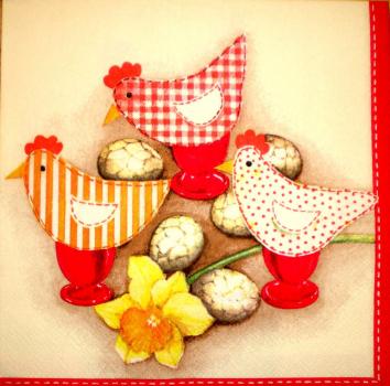029 Hahn, Huhn - 3-lagig (rot) - Ambiente