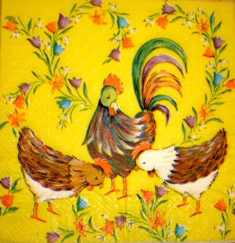 033 Rooster,  Hen - 3-ply - Duni