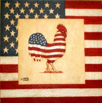 061 Rooster,  Hen - 3-ply - ppd - J.Wiens