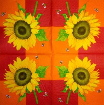 116 Sonnenblumen - 3-lagig - (rot,orange)