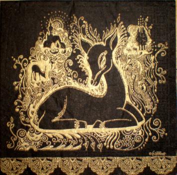 109 Deer - 3-ply (black/gold) - ppd - G.v.d.Flierdt