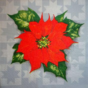 074 Weihnachten Blumen - 3-lagig (grau)