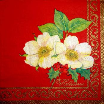 099 Christmas Flowers - 3-ply (red) - Stewo