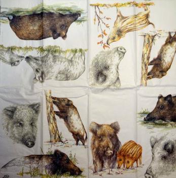 036 Pigs - 4-ply - Ihr - Handkerchief