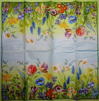 076 Tulips - 4-ply - (blau/grün) - Ihr - Handkerchief