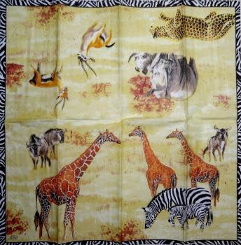 118 Tiere Afrika: Diverse - 4-lagig (braun) - Ihr - Taschentuch