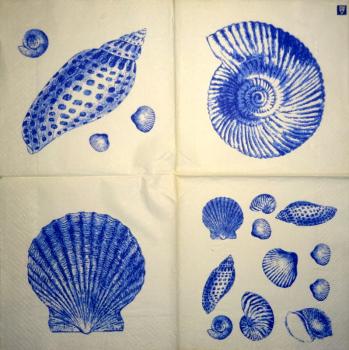 094 Muscheln - 3-lagig (blau) - Home Fashion