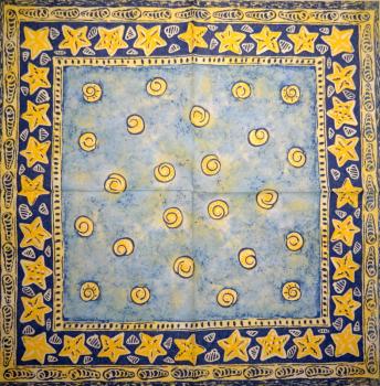 094 Muscheln - 3-lagig (blau) - Home Fashion