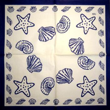 094 Muscheln - 3-lagig (blau) - Home Fashion