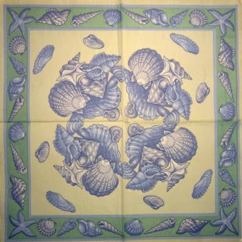 094 Muscheln - 3-lagig (blau) - Home Fashion