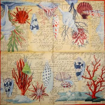 094 Muscheln - 3-lagig (blau) - Home Fashion