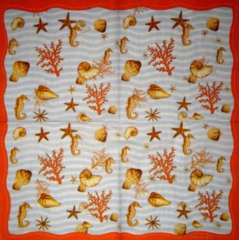 094 Muscheln - 3-lagig (blau) - Home Fashion