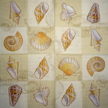 094 Muscheln - 3-lagig (blau) - Home Fashion