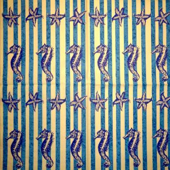 094 Muscheln - 3-lagig (blau) - Home Fashion