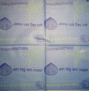 094 Muscheln - 3-lagig (blau) - Home Fashion