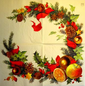 035 Weihnachten Blumen - 3-lagig (creme) - Home Fashion