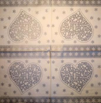125 Heart / Hearts - 3-ply (silver) - Ambiente
