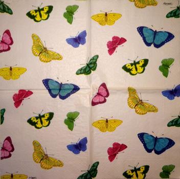 008 Butterflies - 3-ply (weiß) - Caspari
