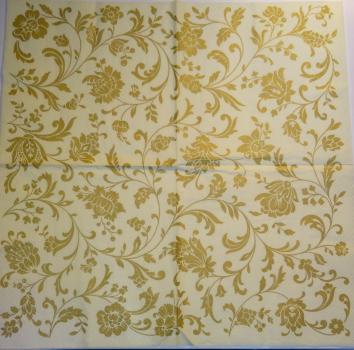 036 Magnolien/Muster 014 - 3 lagig - (gold) -ti-flair