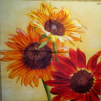 146 Sunflowers - 3-ply (grün)  - Ambiente