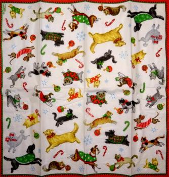 HUN-880 Dogs - 4-ply - Caspari - Handkerchief