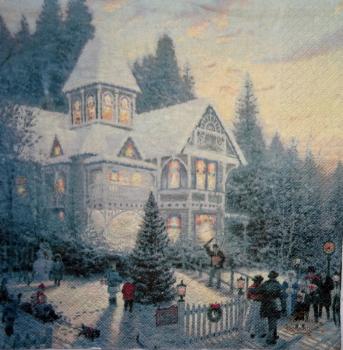 128 Winter Landscape - 3-ply (128) - Thomas Kinkade 2004 - 42x42cm