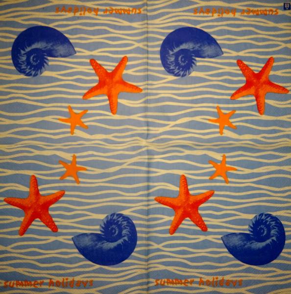 094 Muscheln - 3-lagig (blau) - Home Fashion
