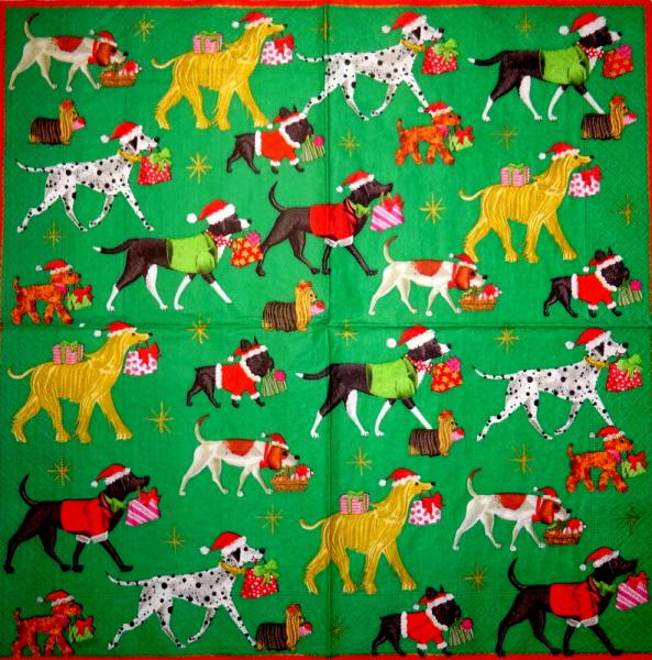 HUN-756 Dogs - 3-ply (green) - Caspari