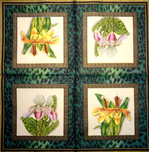 033 Orchideen - 3-lagig -1/2 (braun) - Ihr