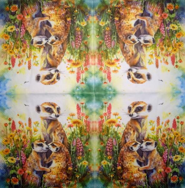 143 Animals Africa: Divers - 3-ply - Erdmännchen - ppd - Ahlers-Langenfeld - Bistro