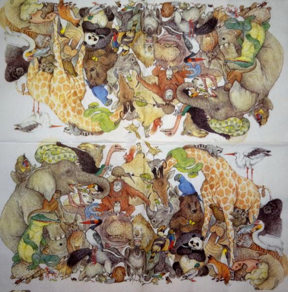 154 Animals Africa: Divers - 4-ply - Paper Design - Handkerchief