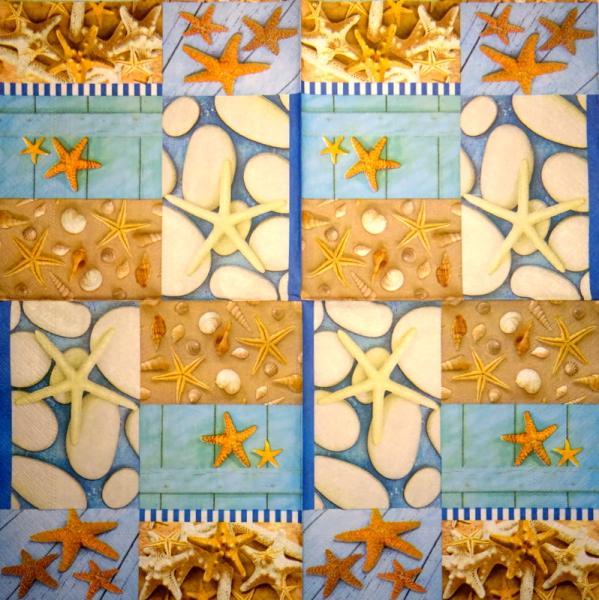 094 Muscheln - 3-lagig (blau) - Home Fashion