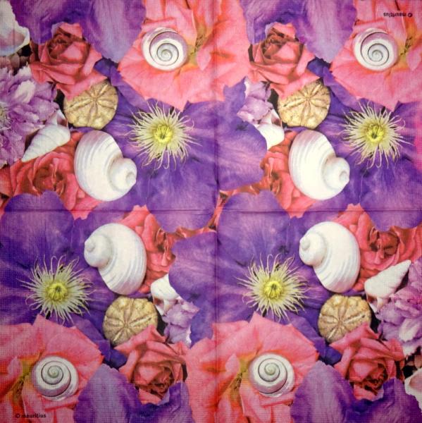 094 Muscheln - 3-lagig (blau) - Home Fashion